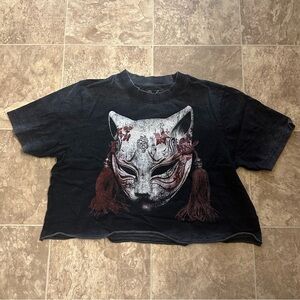 Darc Sport Kitsune Mask Black Washed Crop Top
